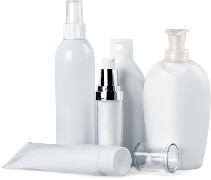 White Plastic Cosmetic Bottles