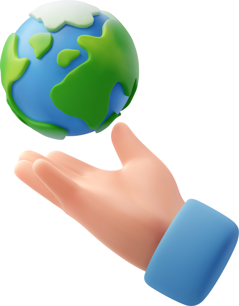 3d human hand receive earth, ESG carbon credits and environment concept.