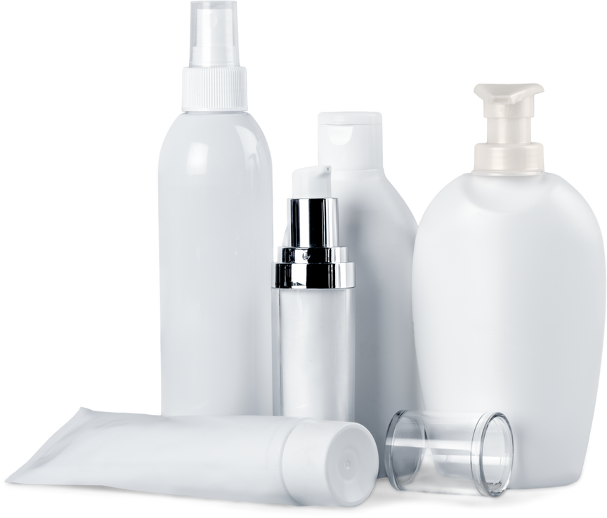 White Plastic Cosmetic Bottles