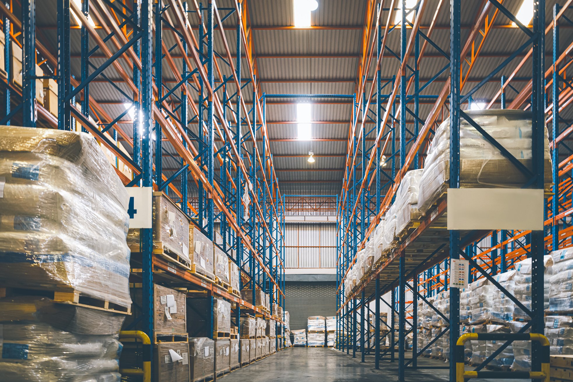 Empty shelf or rack in warehouse